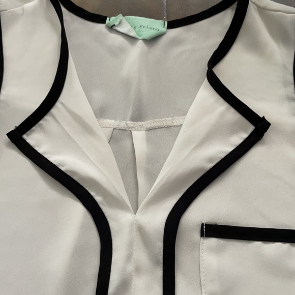 George’s Friend Black + White Chiffon Tank Top - Picture 9 of 14